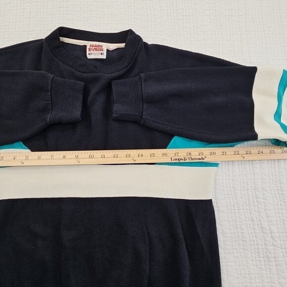VTG Main Event Athletic Club Sweatshirt Men's Boxy Large Turquoise Black Raglan - Picture 7 of 12